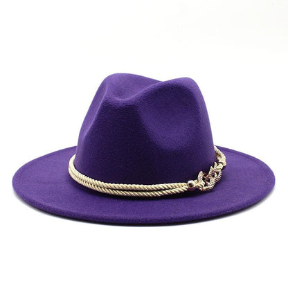 White Elegant Wide Brim Simple Hat Summer Women Lady Retro Wide Brim Hat Charming Fedora Hat Solid Color Fedoras Hat With Chain Men Women Cotton Comfortable Jazz Cap 56-58cm