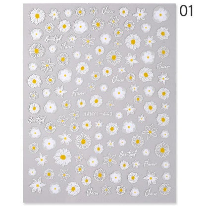 White Embossed Flower Lace 5D Sticker Decal Wedding Nail Art Designs Floral Flower Transfer Decal  Geometry  3D Wave Design Decoration for Women Girls Tape Nail Art Stickers Decal Decoration Geometry Transfer Decals Nail Art Decorations Decoration Decal
