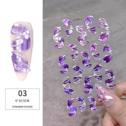 White Embossed Flower Lace 5D Sticker Decal Wedding Nail Art Designs Floral Flower Transfer Decal  Geometry  3D Wave Design Decoration for Women Girls Tape Nail Art Stickers Decal Decoration Geometry Transfer Decals Nail Art Decorations Decoration Decal