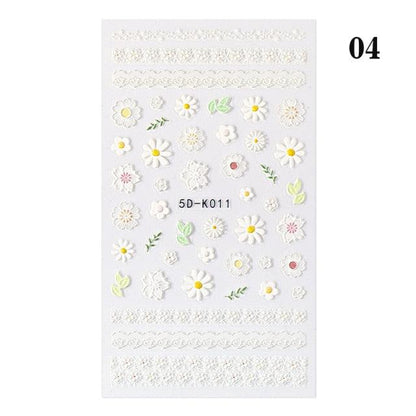 White Embossed Flower Lace Sticker Decal Wedding Nail Art Designs Floral Butterfly Japanese Manicures Nail Decoration Metallic Curve Strip Line Nail Decal Self-Adhesive 3D Wave Design Decoration for Women Girls Adhesive Striping Tape Nail Art Stickers