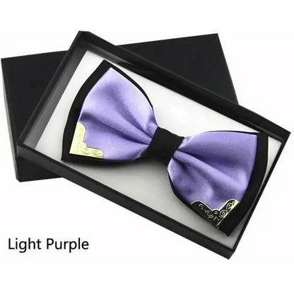 White Men Elegant Polyester Butterfly Bowtie Metal Corners Wedding Bowtie Party Bow Ties