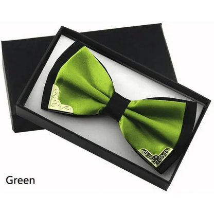 White Men Elegant Polyester Butterfly Bowtie Metal Corners Wedding Bowtie Party Bow Ties