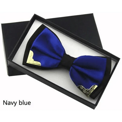White Men Elegant Polyester Butterfly Bowtie Metal Corners Wedding Bowtie Party Bow Ties