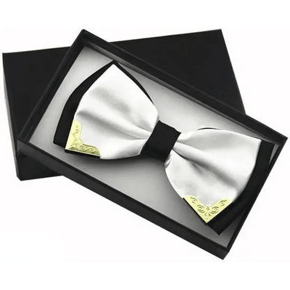 White Men Elegant Polyester Butterfly Bowtie Metal Corners Wedding Bowtie Party Bow Ties