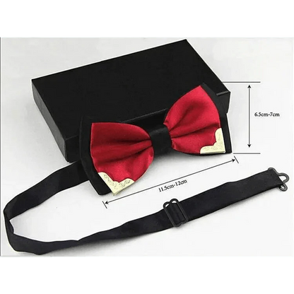 White Men Elegant Polyester Butterfly Bowtie Metal Corners Wedding Bowtie Party Bow Ties
