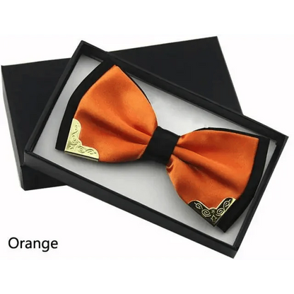 White Men Elegant Polyester Butterfly Bowtie Metal Corners Wedding Bowtie Party Bow Ties