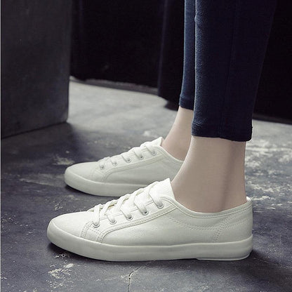 White Summer Womens Sneakers Trainers White Leather Canvas Shoes Tenis Classic Casual Cotton Slip On Canvas Comfortable Walking Flats Sneakers