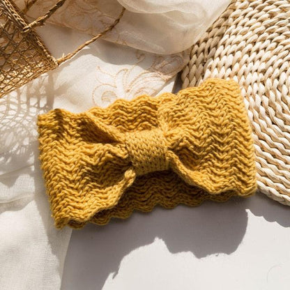 Wide Knitted Headband Bows Knotted Winter Women Turban Hair Accessories For Girls Lady Soft Knitting Winter Headbands Gorgeous Hair Accessories For Women