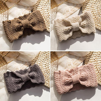 Wide Knitted Headband Bows Knotted Winter Women Turban Hair Accessories For Girls Lady Soft Knitting Winter Headbands Gorgeous Hair Accessories For Women