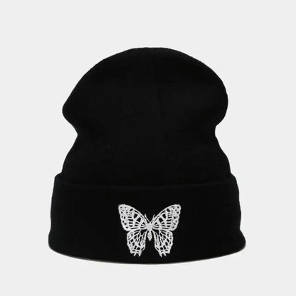 Winter Comfortable Butterfly Warm Caps Soft Elastic Outdoor Elegant Cap For Women And Men Stretchy Cold Weather Caps