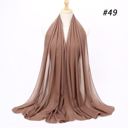 Winter Fashion Long Solid Color Soft Muslim Bubble Chiffon Hijab Scarf Shawls Hijab Elegant Scarf Wrap Lightweight Islamic Head Wear Escharpe Shawls Headband Wraps Lightweight Head Scarves Ladies Hijabs For  Women