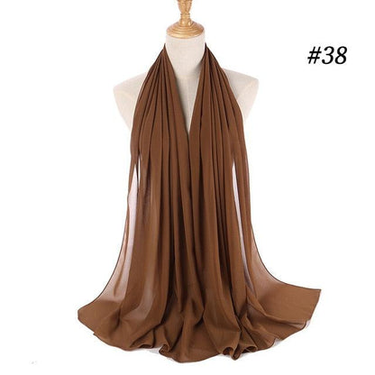 Winter Fashion Long Solid Color Soft Muslim Bubble Chiffon Hijab Scarf Shawls Hijab Elegant Scarf Wrap Lightweight Islamic Head Wear Escharpe Shawls Headband Wraps Lightweight Head Scarves Ladies Hijabs For  Women