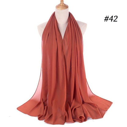 Winter Fashion Long Solid Color Soft Muslim Bubble Chiffon Hijab Scarf Shawls Hijab Elegant Scarf Wrap Lightweight Islamic Head Wear Escharpe Shawls Headband Wraps Lightweight Head Scarves Ladies Hijabs For  Women