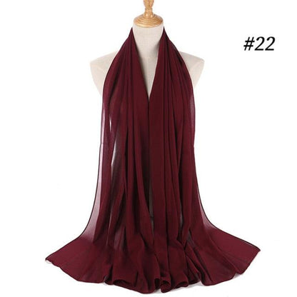 Winter Fashion Long Solid Color Soft Muslim Bubble Chiffon Hijab Scarf Shawls Hijab Elegant Scarf Wrap Lightweight Islamic Head Wear Escharpe Shawls Headband Wraps Lightweight Head Scarves Ladies Hijabs For  Women