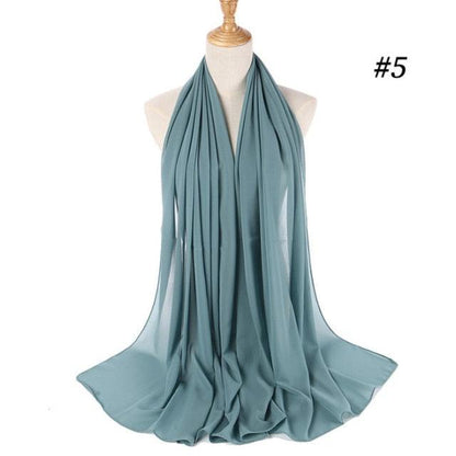 Winter Fashion Long Solid Color Soft Muslim Bubble Chiffon Hijab Scarf Shawls Hijab Elegant Scarf Wrap Lightweight Islamic Head Wear Escharpe Shawls Headband Wraps Lightweight Head Scarves Ladies Hijabs For  Women
