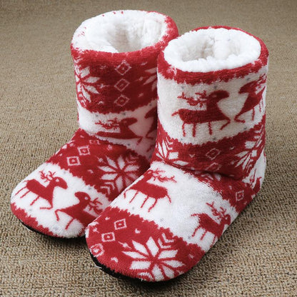Winter Fur Slippers Women Warm House Slippers Plush Flip Flops Christmas Cotton Indoor Home Shoes Comfort Warm Fluffy Faux Fur Slipper Boots Soft Memory Foam Ankle Booties