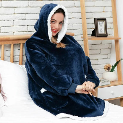 Winter Oversized Wearable Blanket Women Hoodies Sweatshirt TV Blanket With Sleeves Pullover Warm Soft Unisex Hoody Comfortable Sweatshirts For Autumn