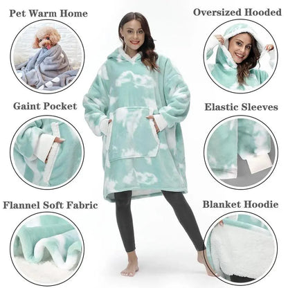 Winter Oversized Wearable Blanket Women Hoodies Sweatshirt TV Blanket With Sleeves Pullover Warm Soft Unisex Hoody Comfortable Sweatshirts For Autumn
