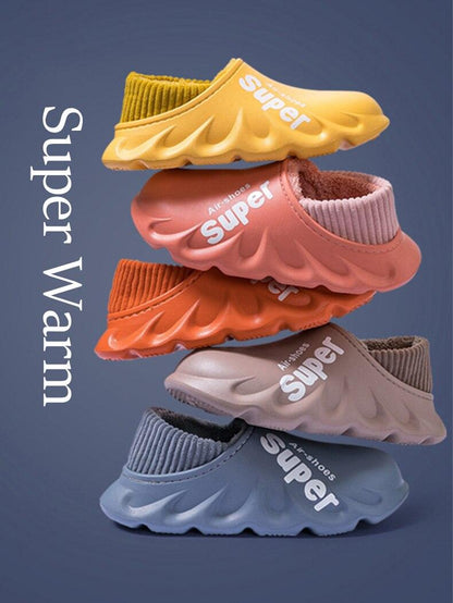 Winter Slippers Warm Men Shoes Waterproof Women Couples Non-Slip Plush Cotton Indoor Outdoor Cozy Home Autumn Thick Slippers Cozy Slip-On Memory Foam Fur House Slippers Warm Fleece Lining Indoor Outdoor Garden Bedroom Plush Shoes