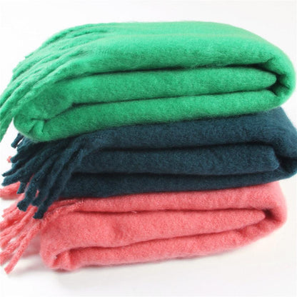 Winter Thick Soft Solid Color Warm Scarf Cashmere Hijabs Lightweight Warm Scarves Wraps Elegant Big Tassels Shawl Long Stole Mufflers For Women