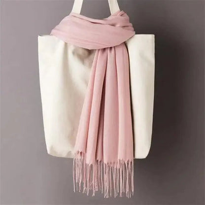Winter Women Scarf Female Scarves For Women Solid Shawl Wraps For Winter Casual Wear Travel Friendly Wool Tassel Scarf Fashion Solid Color Toddler Soft Warm Scarves