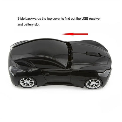 Wireless Black Sports Car USB Mouse Design Computer 1600 DPI Mouse Mini Ergonomic Gaming Mouse For Laptop And Computer 2.4Ghz