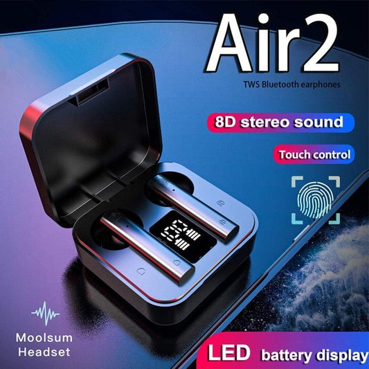 Wireless Bluetooth Earphone Air Sports Running Headphone LED Display Earbuds Noise Reduction Updated Design with Industry Leading Sound & Improved Comfort, Long Wireless Range