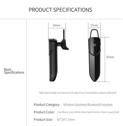 Wireless Bluetooth Headset Business Hands Free Long Standby V5.0 Earphones Waterproof Sport Earbuds With Microphone For Driving