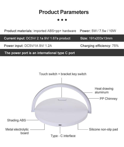 Wireless Charger LED Night Light Table Lamp Adjustable Angle Charging for iPhone Samsung Huawei Xiaomi Touch Switch Phone Holder Decorative Table Lamp Cute Study Lamps for Bedroom Décor