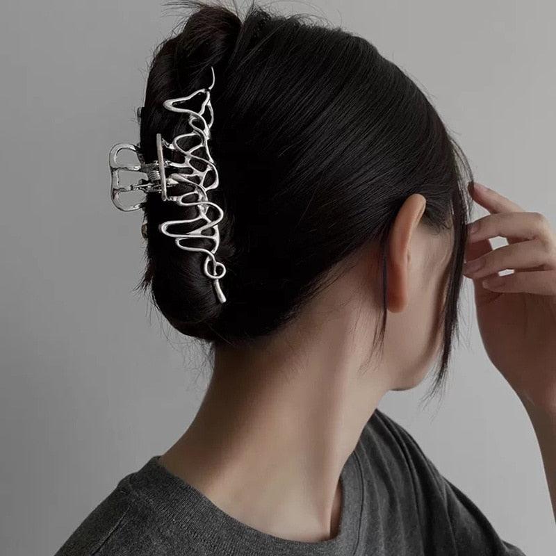 Woman Novelty Minimalist Dainty Design Irregular Hairpins Punk Style Metal Silver Hair Claws Barrettes Women Hair Accessories Hair Clips Hairgrip