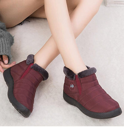 Women Boots Fashion Waterproof Snow Boots For Winter Casual Lightweight Ankle Warm Winter Boots Fur Lined Warm Ankle Boots Slip On Waterproof Shoes Comfortable Soft Design For Female