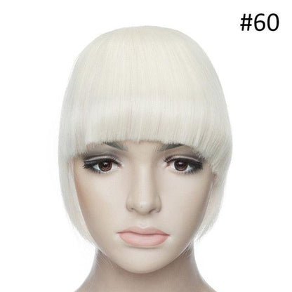 Women Clip In Hair Bangs Hairpiece Clip In Hair Extension Synthetic Hair Extension Blunt Bangs Fake Bangs For Women Flat Neat Bangs With Temples For Women One Piece Hairpiece