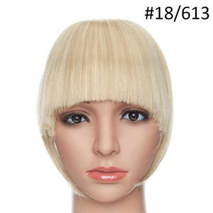 Women Clip In Hair Bangs Hairpiece Clip In Hair Extension Synthetic Hair Extension Blunt Bangs Fake Bangs For Women Flat Neat Bangs With Temples For Women One Piece Hairpiece