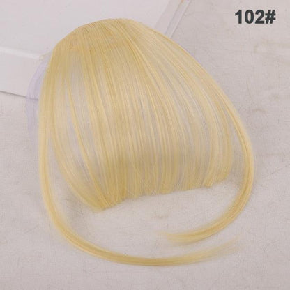 Women Clip In Hair Bangs Hairpiece Synthetic Fake Hair Piece Clip In Hair Extensions Front Natural Flat Neat Fringe Bangs With Temples For Women One Piece Hairpiece