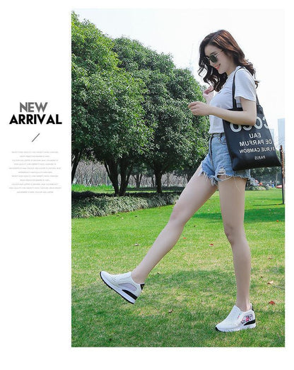 Women Comfortable Casual Shoes Summer Slip On Mixed Colors Increasing Height Sneakers Fashion High Top Hidden Heel Shoes Casual Platform Ankle Boots