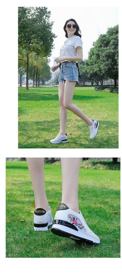 Women Comfortable Casual Shoes Summer Slip On Mixed Colors Increasing Height Sneakers Fashion High Top Hidden Heel Shoes Casual Platform Ankle Boots