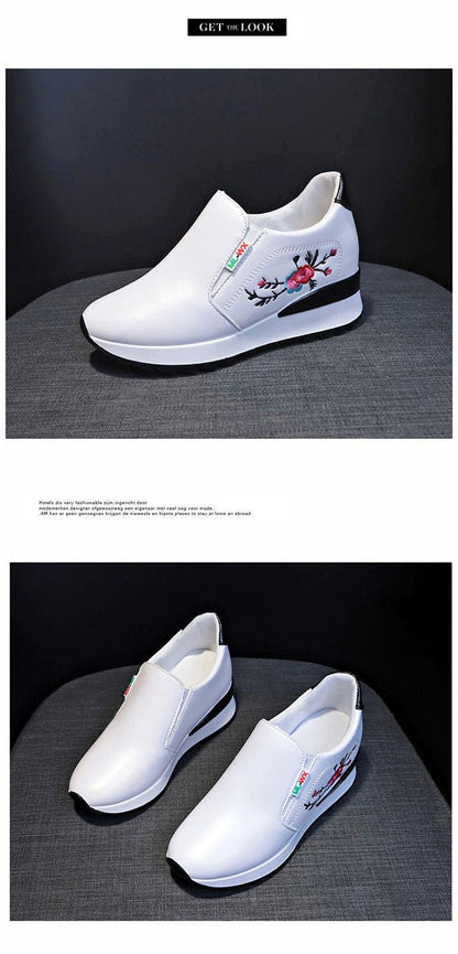 Women Comfortable Casual Shoes Summer Slip On Mixed Colors Increasing Height Sneakers Fashion High Top Hidden Heel Shoes Casual Platform Ankle Boots