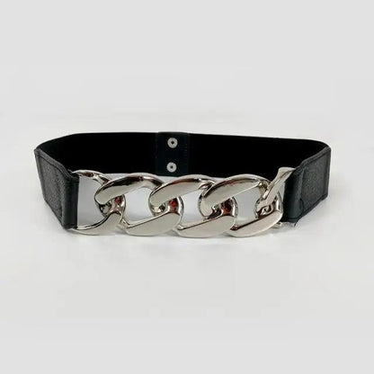 Women Elegant Elastic Stretch Wide Dress Belt  Big Chain Waistbands For Women Luxury Party Belts For Dresses