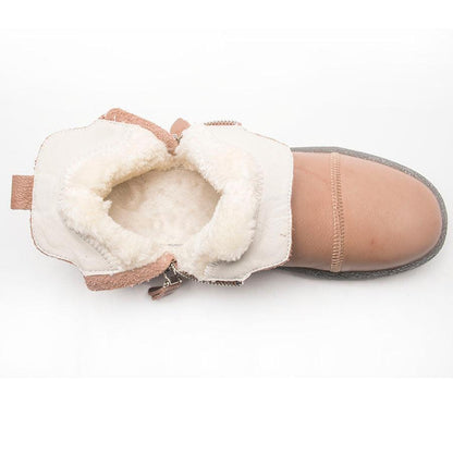 Women Genuine Leather Ankle Boots Warm Fur Waterproof Slip On Super Comfortable Booties Autumn Winter Shoes Keep Warm Anti-Slip Soft Sole Warm Fur Lined Winter Ankle Booties