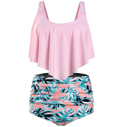 Women High Waist Bikini Plus Size Swimwear Summer Swimsuit Beach Bathing Suit Ruffle Bikini  Floral Printed Ruffle High Waist Bikini Set Women's Tummy Control Bathing Suit Swimsuit Flounce Peplum