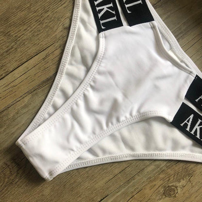 Women Luxury Black White Swimwear Women's Swimming Suit Push Up Bikini  Lace Up Bikinis Women Swimsuit Women's Bathing Suits Push Up Halter Bandage Bikini Letter Printing Mini Summer Bikini Set