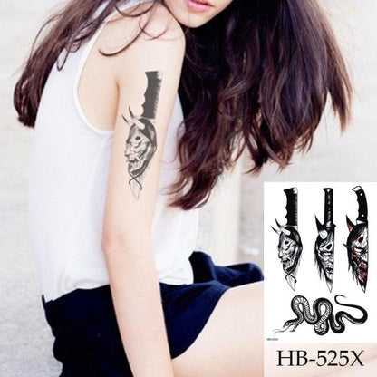 Women Luxury Temporary Stickers Realistic Body Tattoo Flowers Bird Elegant Big Design