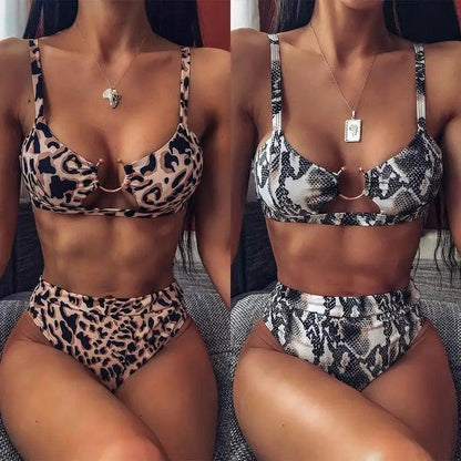 Women New High Waist Bikini Swimsuit Modern Swimwear Female Thong Brazilian Bikini Set Bathing Suit Bather Women's Twist Front High Waisted Bikini Swimsuit Halter Drawstring Tie Side Bottom Two Piece Bathing Suit