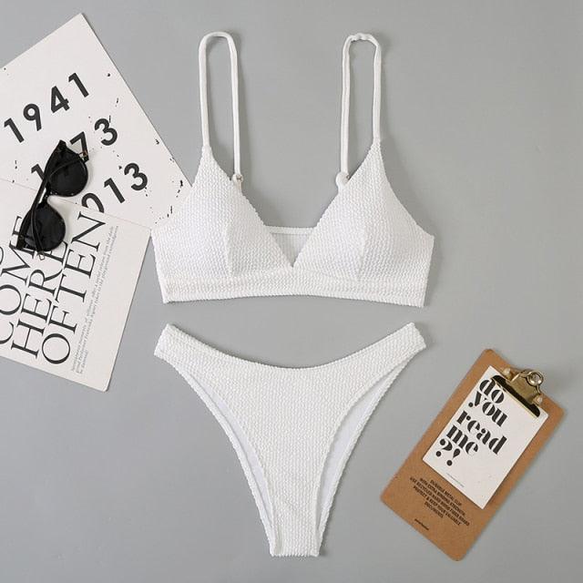 Women One-Shoulder Bikini Swimsuit Women Push Up Swimwear Women's Bathing Suit Comfortable Bikini Ribbed Two Piece Swimsuit Bikini Set Summer Bathing Suit Beach Wear Swimming Suit