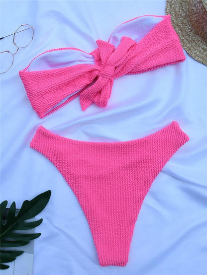Women One-Shoulder Bikini Swimsuit Women Push Up Swimwear Women's Bathing Suit Comfortable Bikini Ribbed Two Piece Swimsuit Bikini Set Summer Bathing Suit Beach Wear Swimming Suit