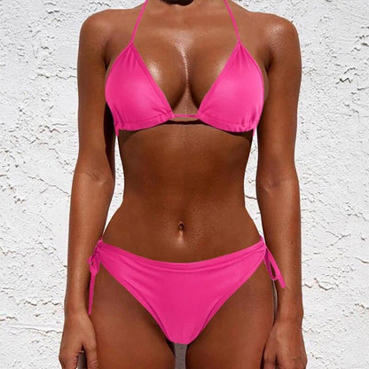 Women One Size Bright Color Swimwear Women's Bikini Pure Color Micro Bikini Charming Bra Bottom Swimsuits New Summer Style Lady Bandage Bikini Set Push-up Bra Bathing Suit Swimsuit