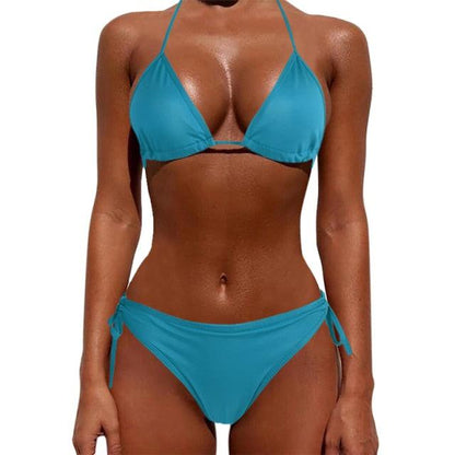 Women One Size Bright Color Swimwear Women's Bikini Pure Color Micro Bikini Charming Bra Bottom Swimsuits New Summer Style Lady Bandage Bikini Set Push-up Bra Bathing Suit Swimsuit