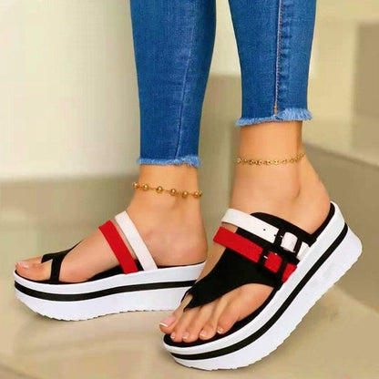 Women's Shoes New Platform Sandals Summer Clip Toe Casual Flip Flops Women Light Comfort Slides Platform Sandals Elastic Ankle Strap Platform Modern Sandals For Women