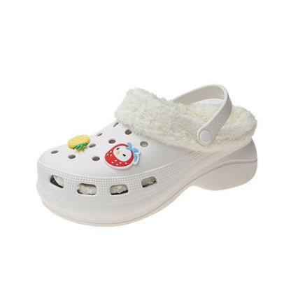 Women's Slippers Summer New Thick Soles Fashion Leather Shoes Flip Flops Women Clogs Winter Slippers Arch Support House Slippers Slip On Garden Shoes Warm Home Shoes