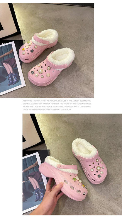 Women's Slippers Summer New Thick Soles Fashion Leather Shoes Flip Flops Women Clogs Winter Slippers Arch Support House Slippers Slip On Garden Shoes Warm Home Shoes